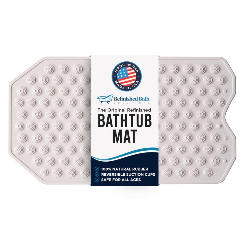 Refinished Bath Solutions The Original Refinished Bathtub Mat - No Suction Cup Bath Mat, Designed for Textured and Refinished Bathtubs Made of Rubber Not Cheap Plastic, Great for Children and Elderly (White) - Image 1